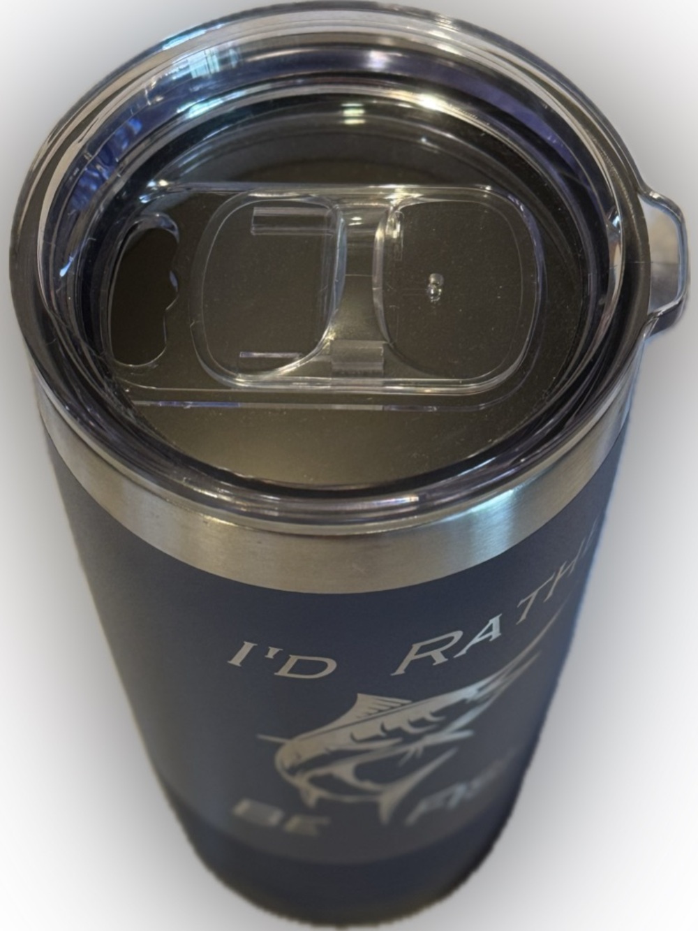 Beautiful Navy Blue 'I'd Rather Be Fishing' Stainless Steel Tumbler - Picture 2 of 4